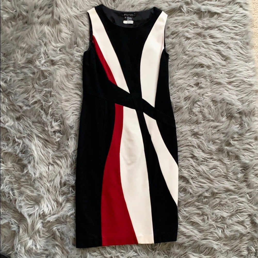 Polyester black, white and red dress